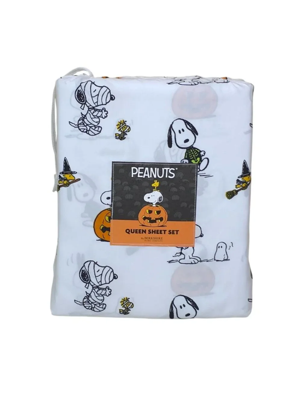 Peanuts Halloween Queen Sheet Set By Berkshire Snoopy & Woodstock Pumpkins